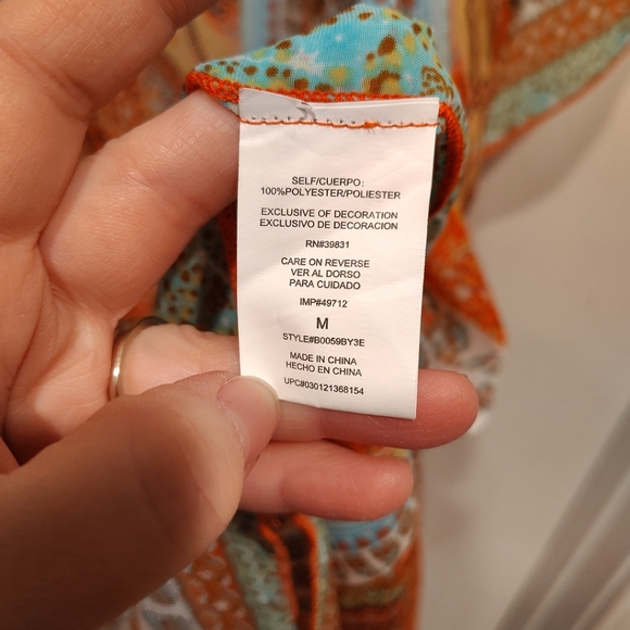 Democracy Colorful Stripe Chiffon Kimono Cardigan Cover Up Sz M Beach Festival - Picture 5 of 7